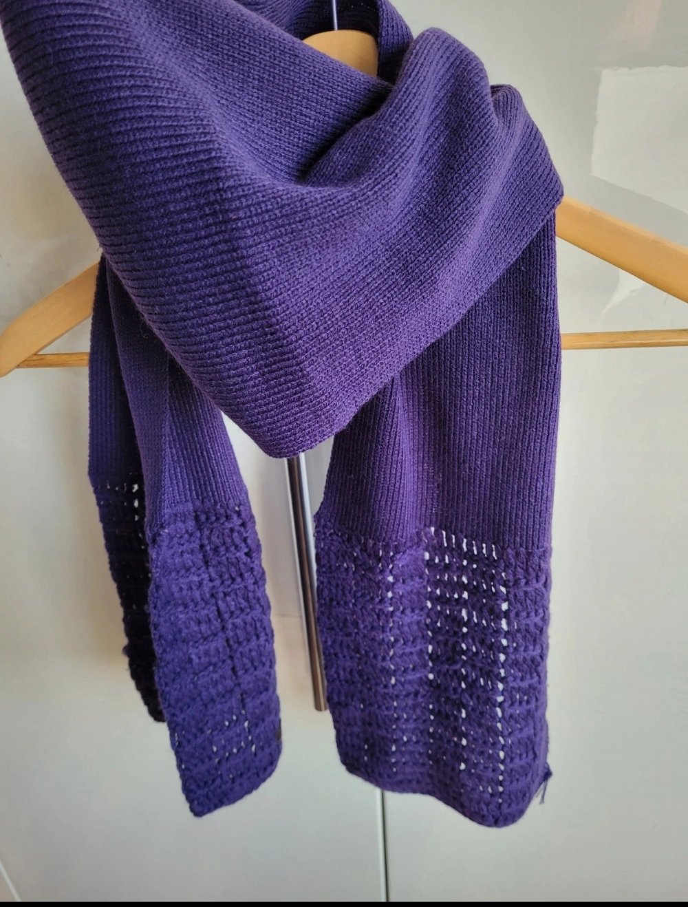 ? Pieces Strickschal Strick Schal Grobstrick lila Grobstrick Strickmuster pointelle Knit