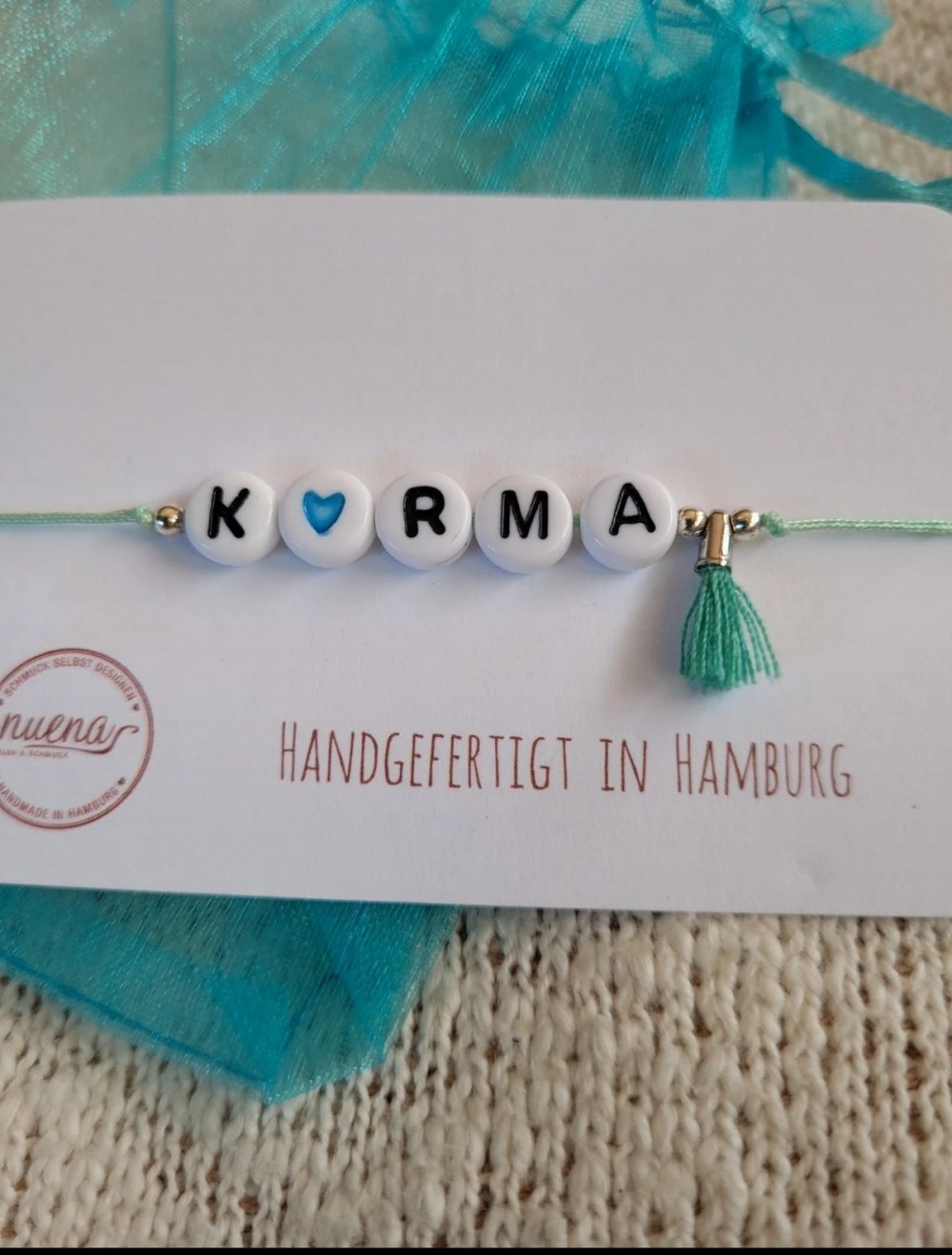 Handmade Armband Karma größenverstellbar Boho Hippie Gypsy Gipsy filigran Schmuck one Size neu mint Yoga Yogi