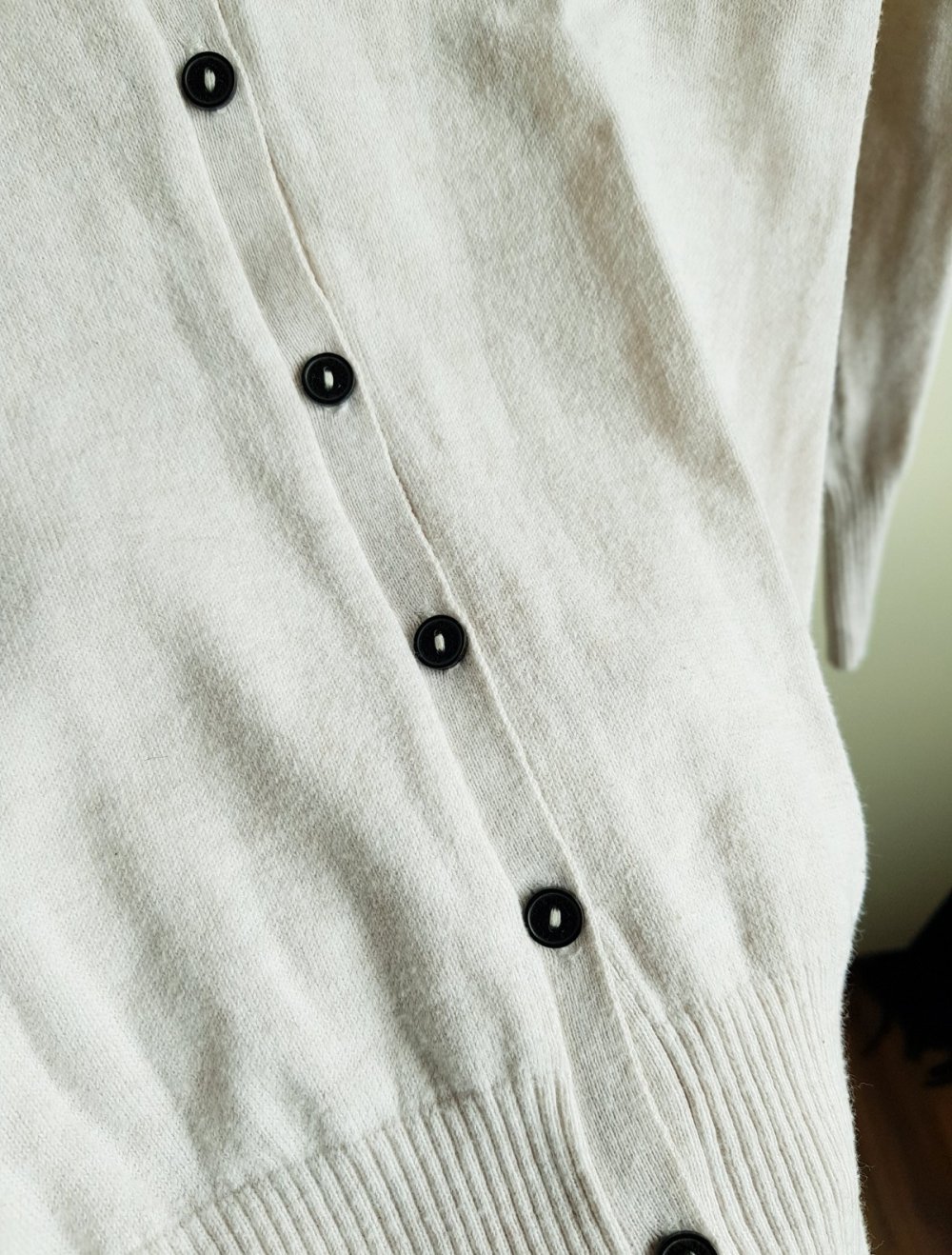 Tally Weijl Basic Strickjacke Strick Cardigan creme meliert Vintage Strickcardigan Baumwolle Nylon