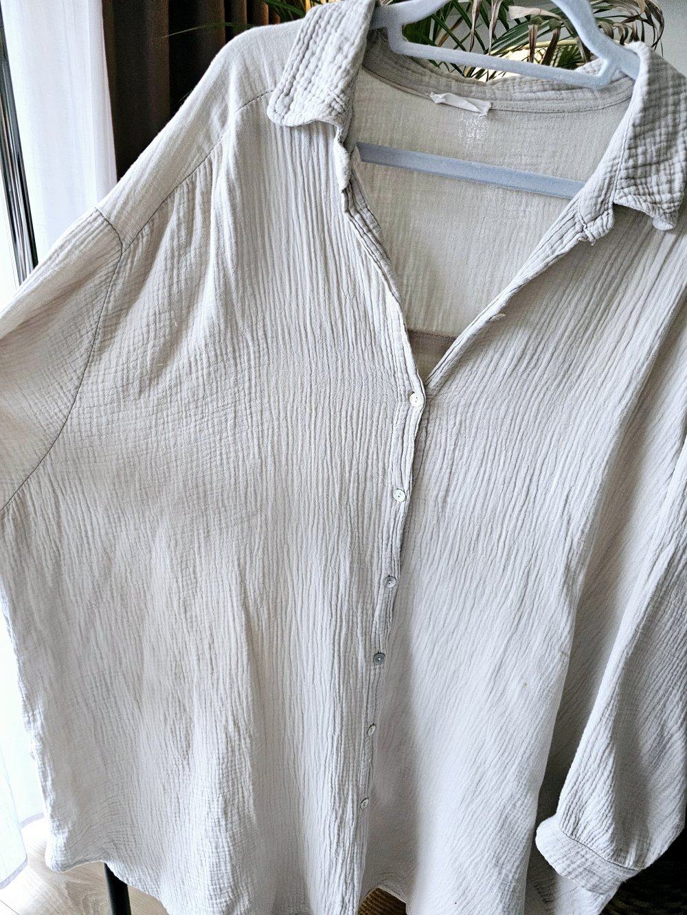 Bluse Shirt Hemd Musselin Baumwolle Oversize Einheitsgröße Lang sehr guter Zustand 