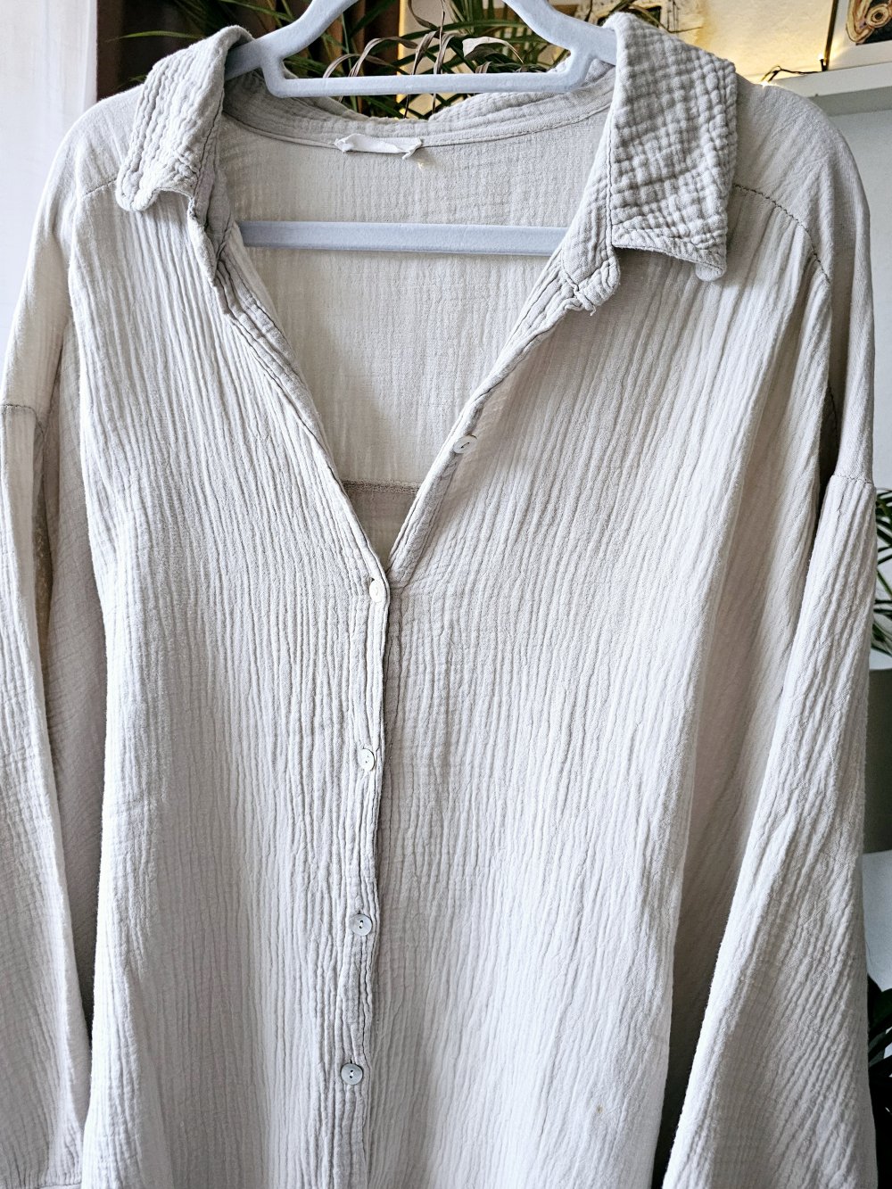 Bluse Shirt Hemd Musselin Baumwolle Oversize Einheitsgröße Lang sehr guter Zustand 