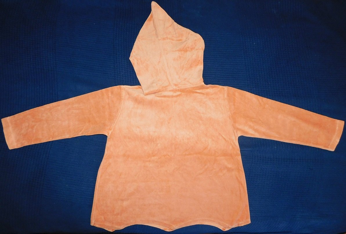 Gr.116 Zipfelpullover / Zwergen-Hoodie oranger Samt - Handarbeit