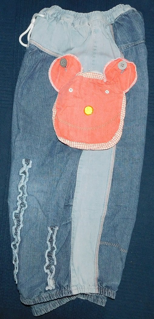 Hollandmode Schlaghose / Jeans Gr.116 mit TeddyTasche - Ragazza FadeOut