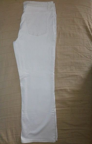 Gr.44 Stoff-Hose wollweiß High Waist - Jessica (C&A)