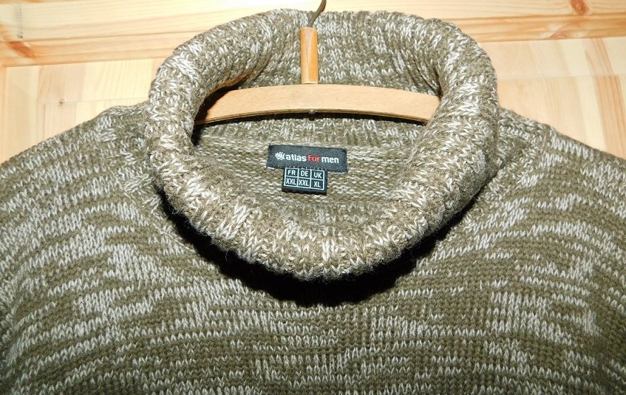 Gr.XXL Rollkragenpullover warm khaki/braun beige mit Wollanteil