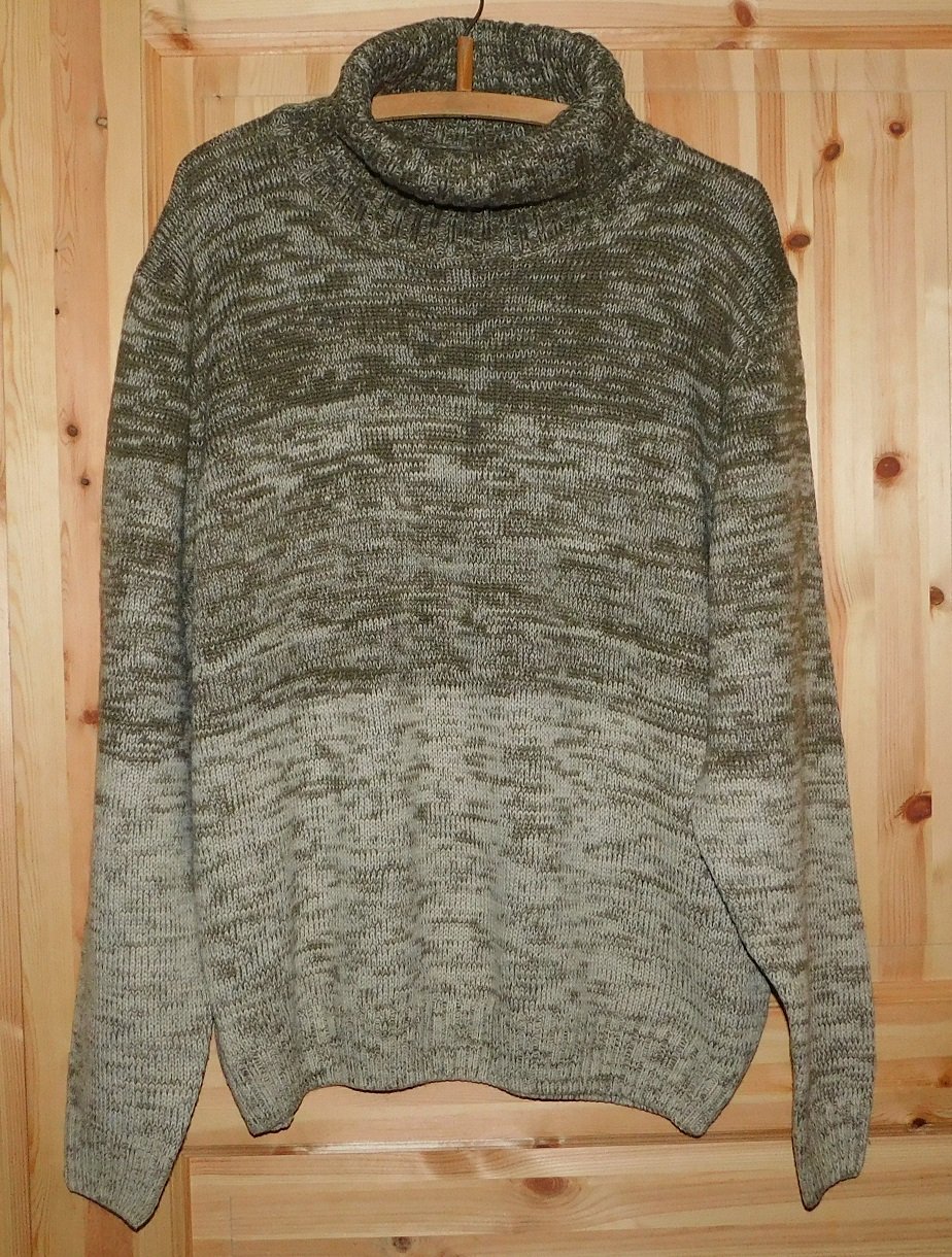 Gr.XXL Rollkragenpullover warm khaki/braun beige mit Wollanteil