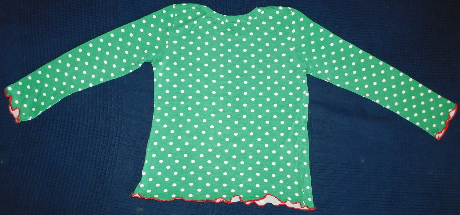Gr.122-128 Shirt grün weiße Punkte Japanerin - Handarbeit