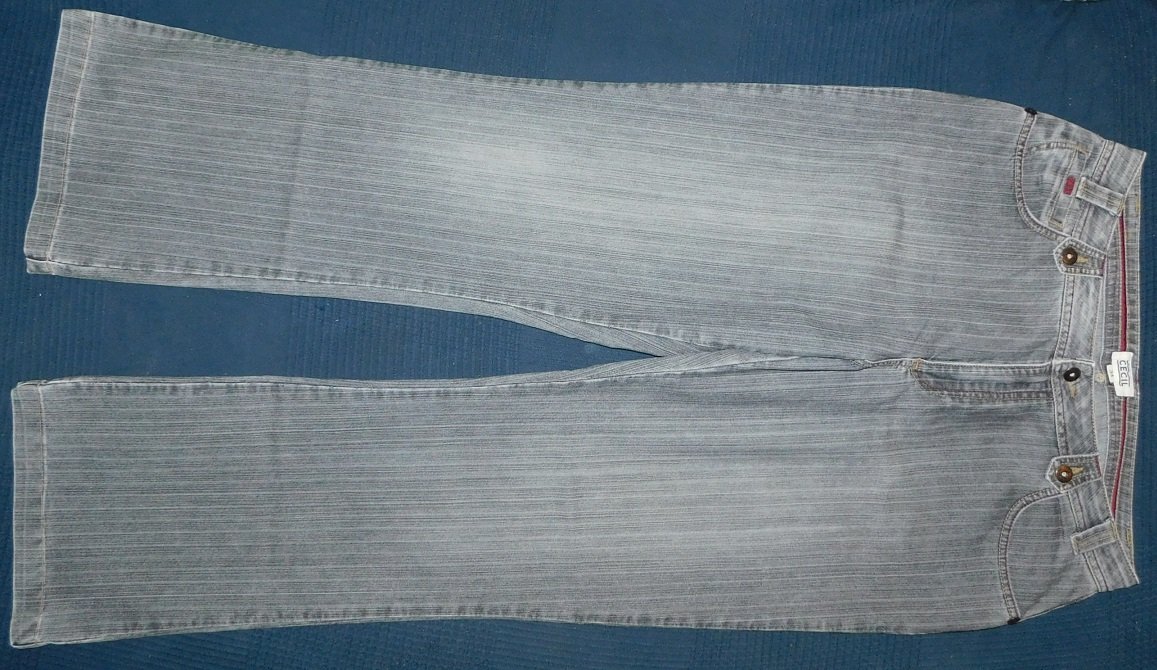 Gr.42/44 / W 34 L 32 Jeans grau mit dezenten Streifen High Waist - Cecil Style: Henna