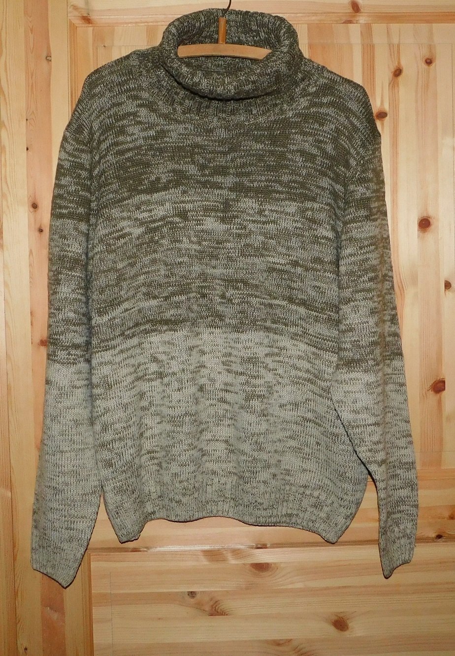 Gr.XXL Rollkragenpullover warm khaki/braun beige mit Wollanteil