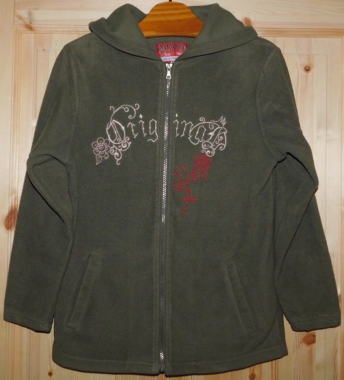 Gr.146-152 Jacke Fleece warm khaki Stickerei