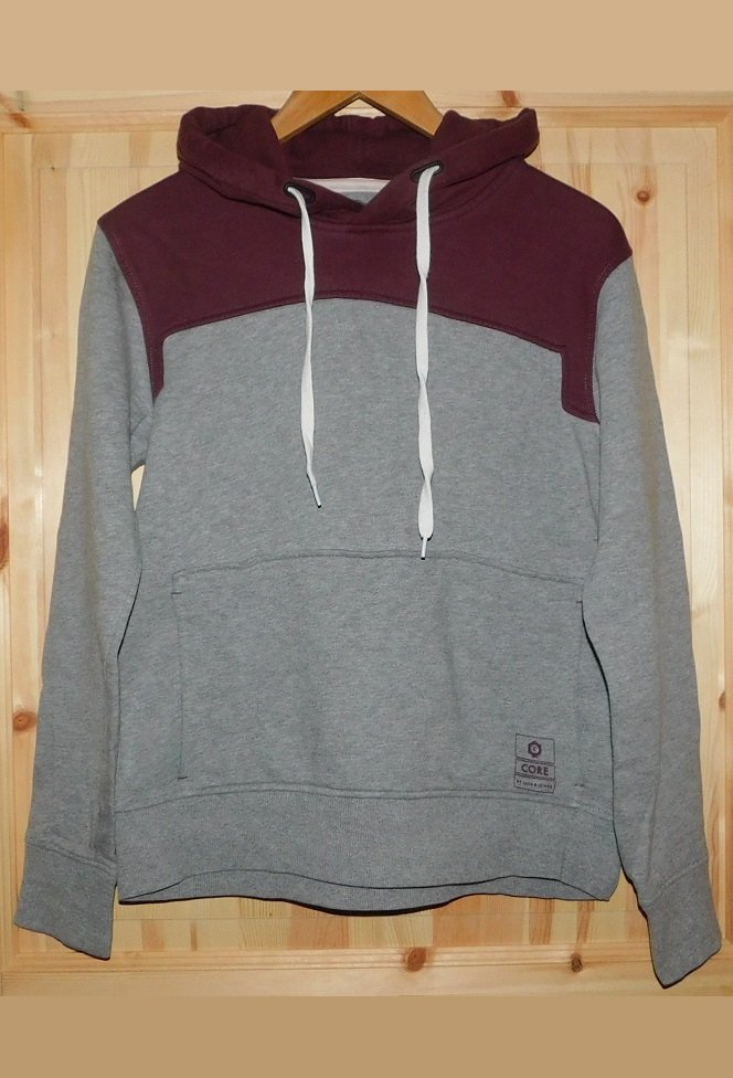 Gr.M Hoodie Kaputzenpullover grau weinrot - Jack & Jones