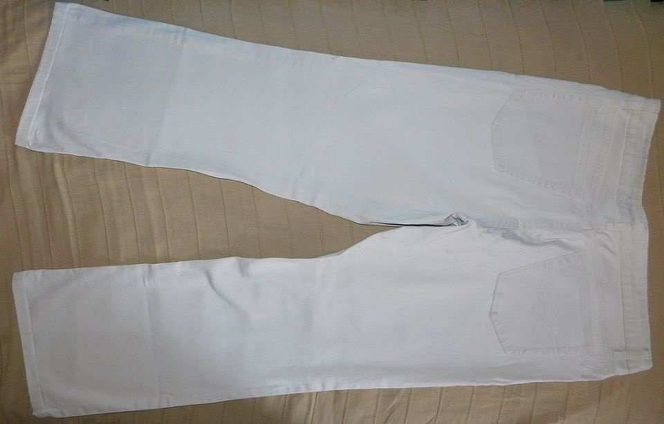 Gr.44 Stoff-Hose wollweiß High Waist - Jessica (C&A)
