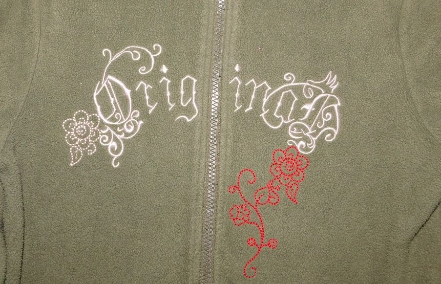 Gr.146-152 Jacke Fleece warm khaki Stickerei