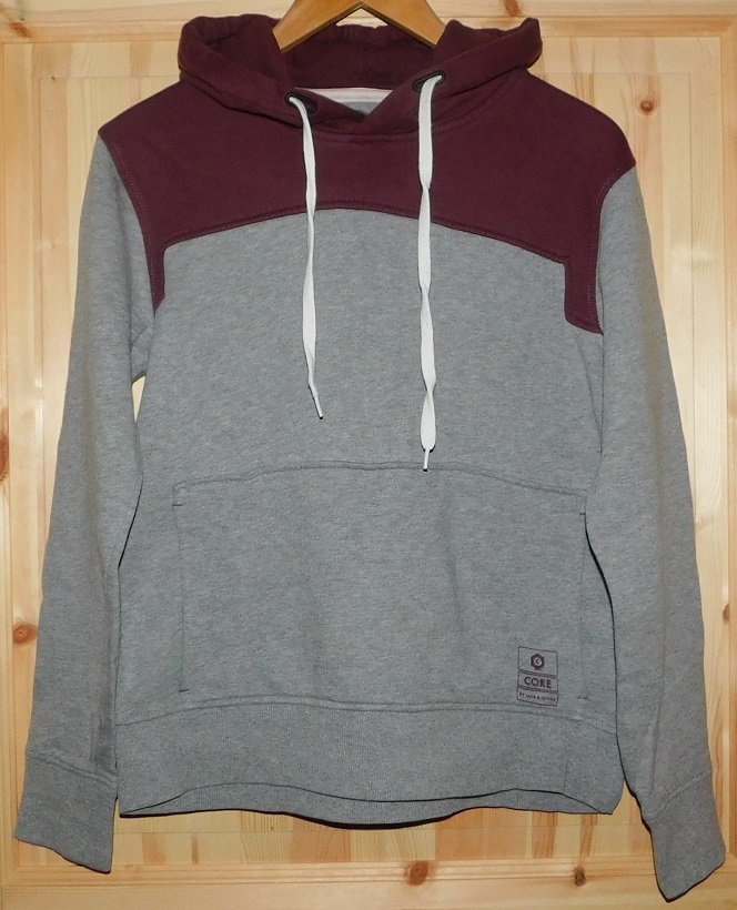 Gr.M Hoodie Kaputzenpullover grau weinrot - Jack & Jones
