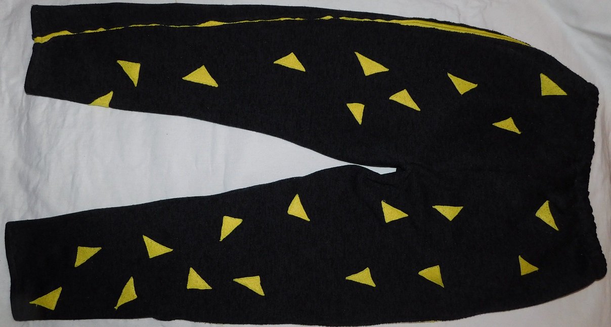 Gr.140-146 Freizeithose warmer Sweat anthrazit gelb - Handarbeit