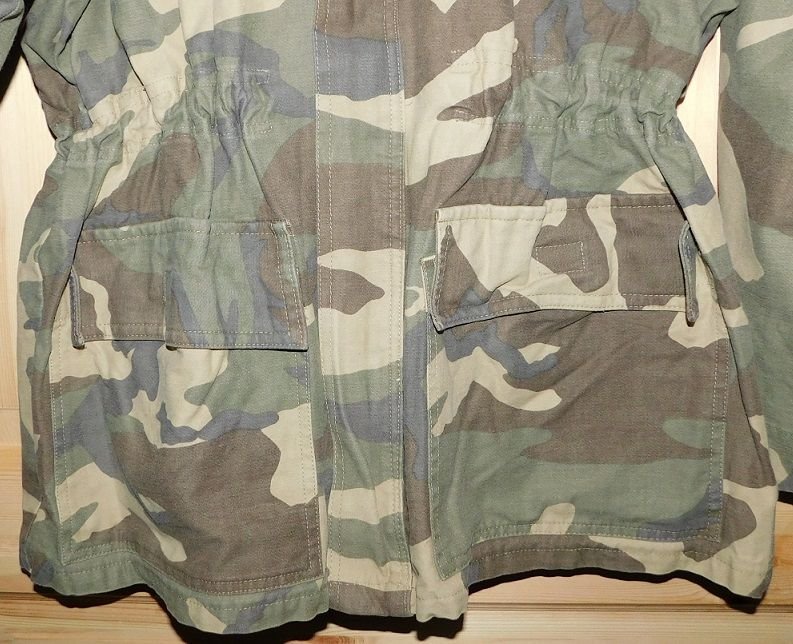 Gr.S/M Parka Camouflage mit Plüschfutter ausknöpfbar - Handarbeit