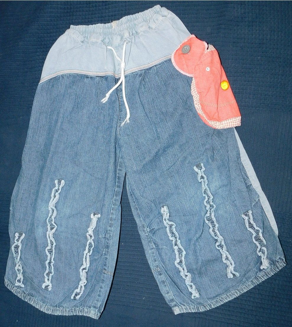 Hollandmode Schlaghose / Jeans Gr.116 mit TeddyTasche - Ragazza FadeOut