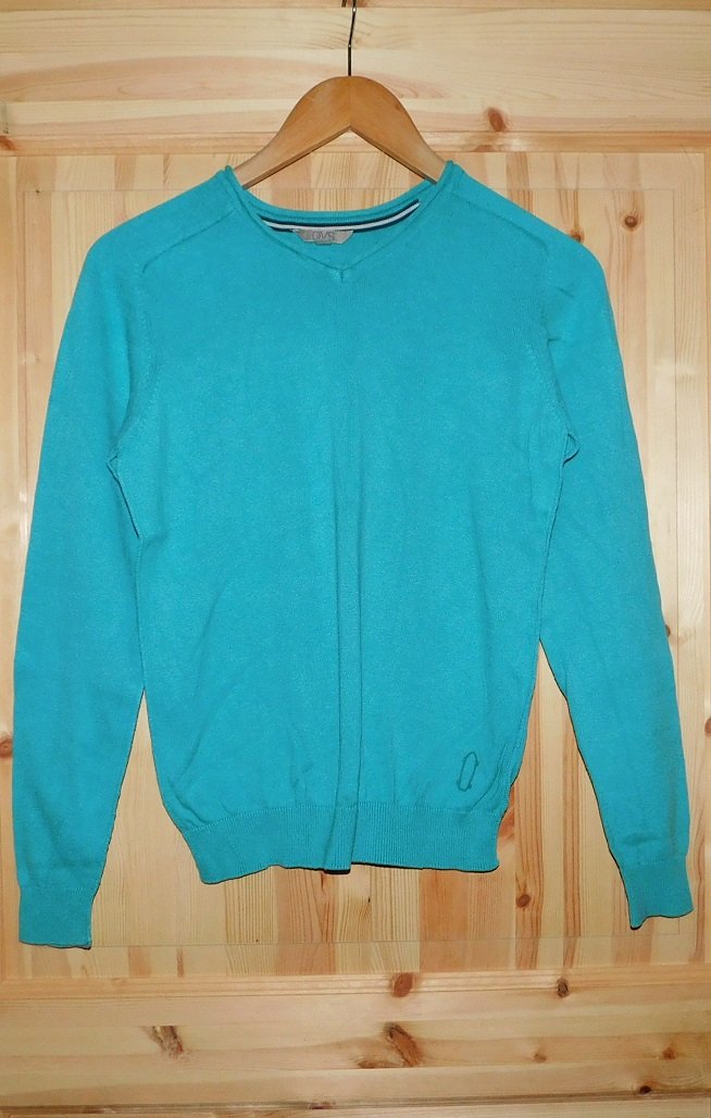 Gr.158 Pullover Baumwolle hellblau / türkis 