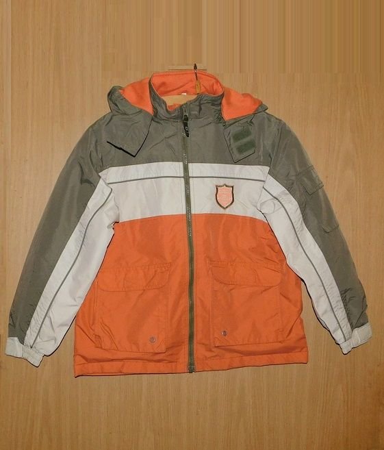 Gr.146 Anorak warm orange mit khaki und beige