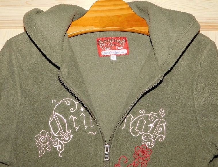 Gr.146-152 Jacke Fleece warm khaki Stickerei