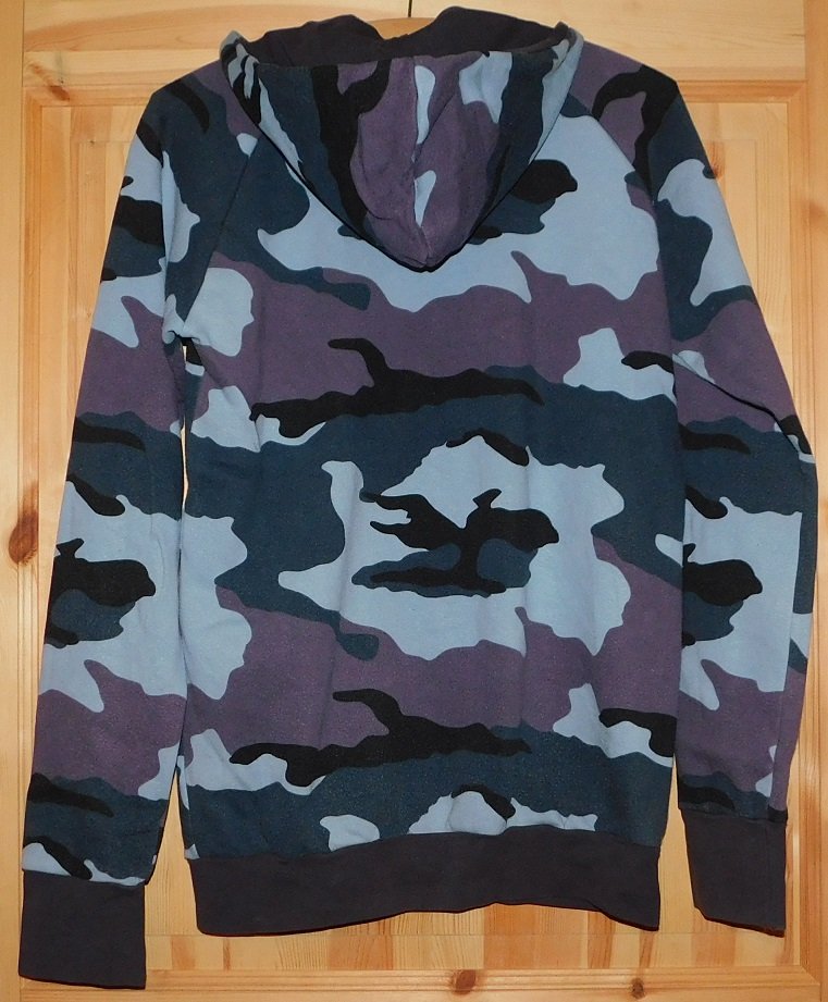 Gr.M/L Hoodie / Kaputzensweatshirt Tarnmuster blau - Handarbeit