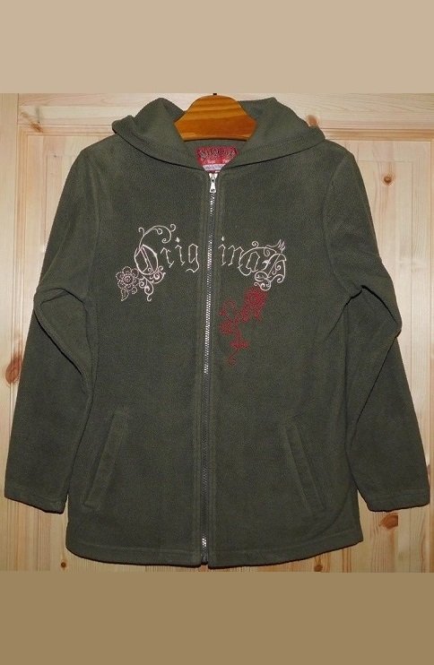 Gr.146-152 Jacke Fleece warm khaki Stickerei