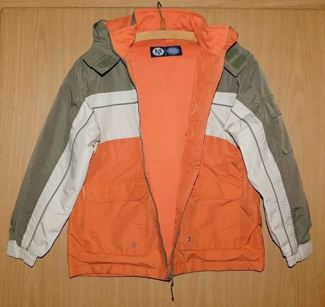 Gr.146 Anorak warm orange mit khaki und beige