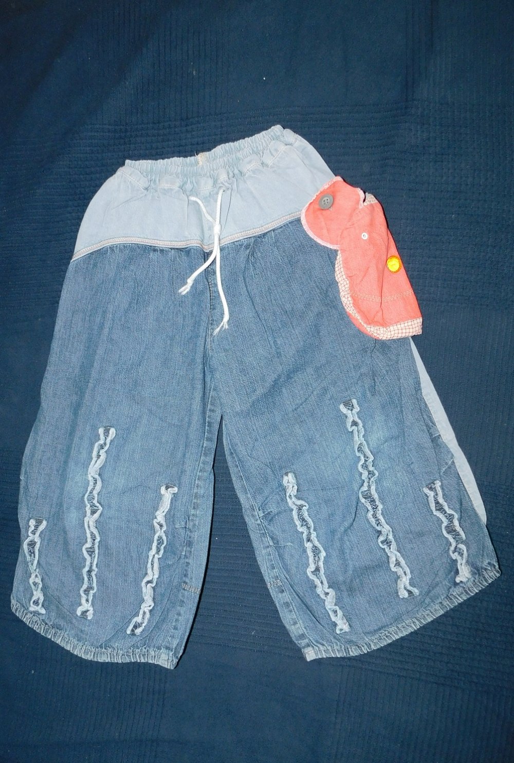 Hollandmode Schlaghose / Jeans Gr.116 mit TeddyTasche - Ragazza FadeOut