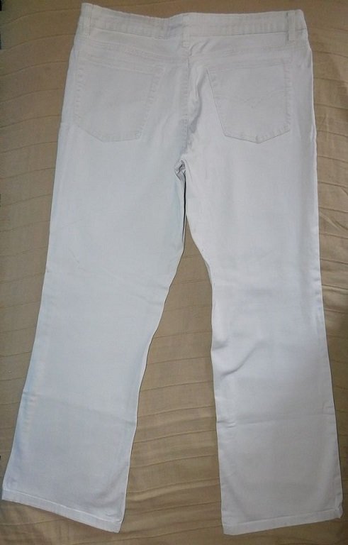 Gr.44 Stoff-Hose wollweiß High Waist - Jessica (C&A)