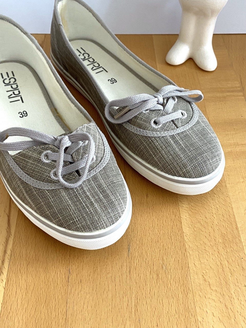 UNGETRAGEN ESPRIT Ballerinas Gr. 39 Canvas beige-braun wie Neu!