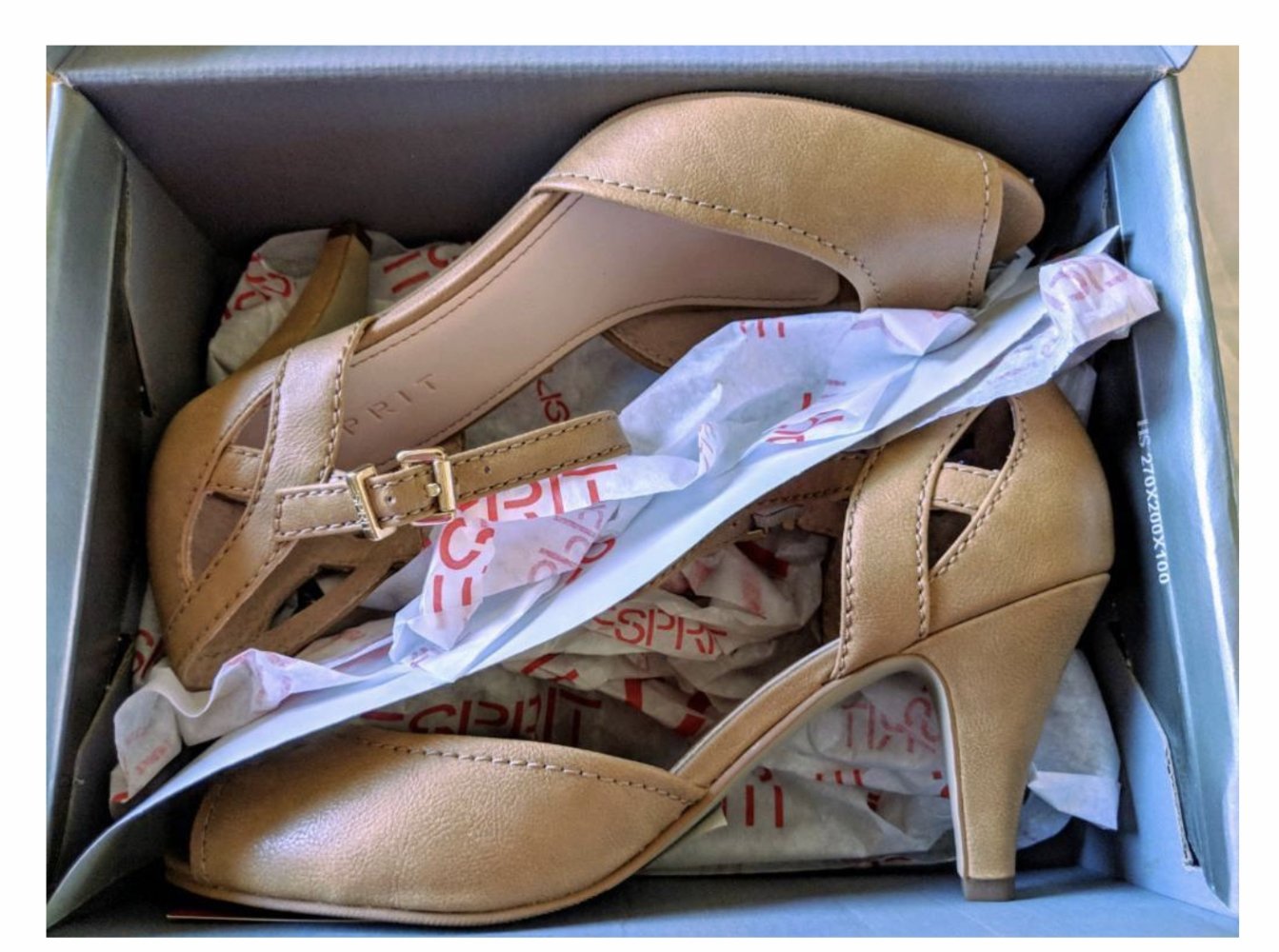 UNGETRAGEN ESPRIT Mary Janes Sandalen Gr. 39 Beige/hellbraun wie Neu!