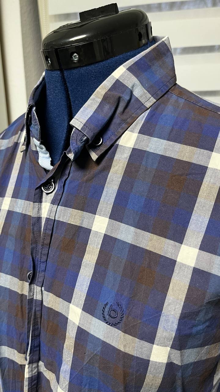 Langärmliges Hemd blau, kariert von Bugatti (Größe XL)