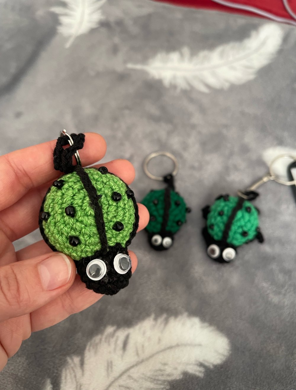 Schlüsselanhänger 
Mini Marienkäfer grün