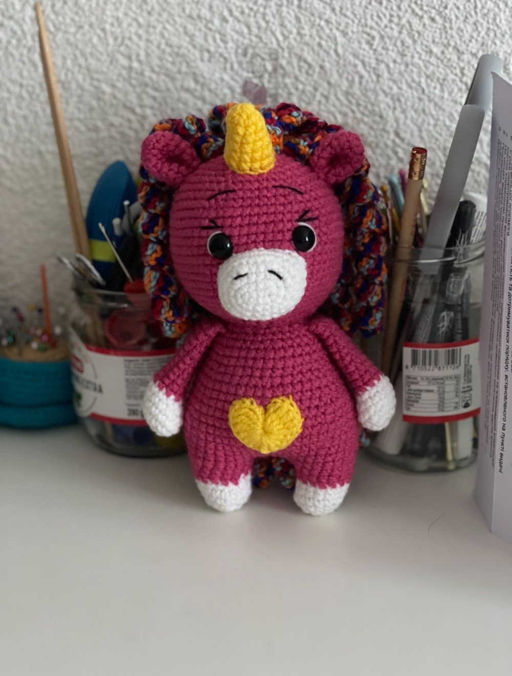 Häkeln 
Einhorn Spielzeug Himbeere