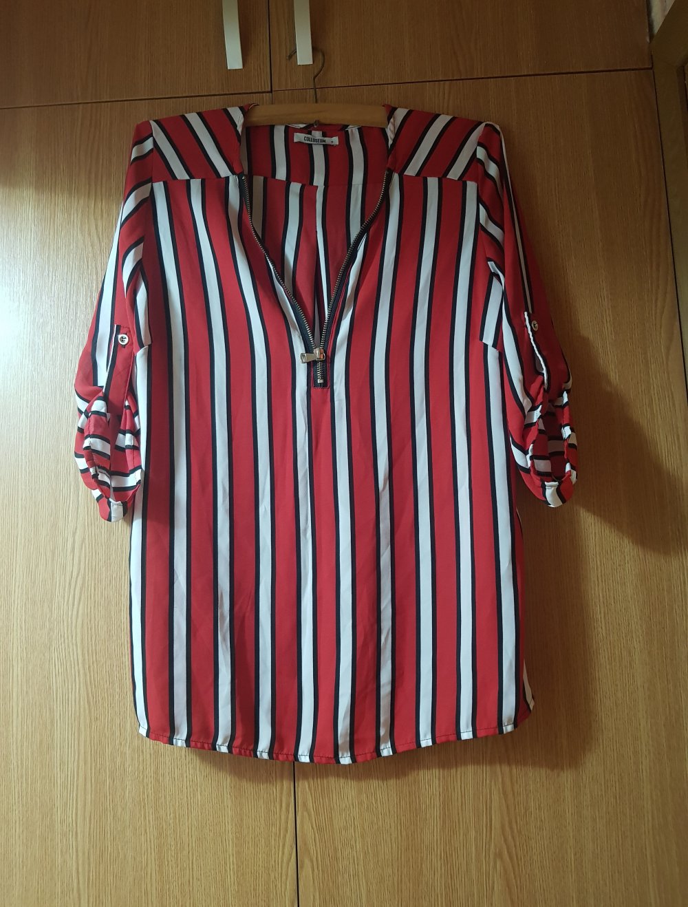 Damen Bluse Gestreift Rot Weiß Streifen Shirt S 36