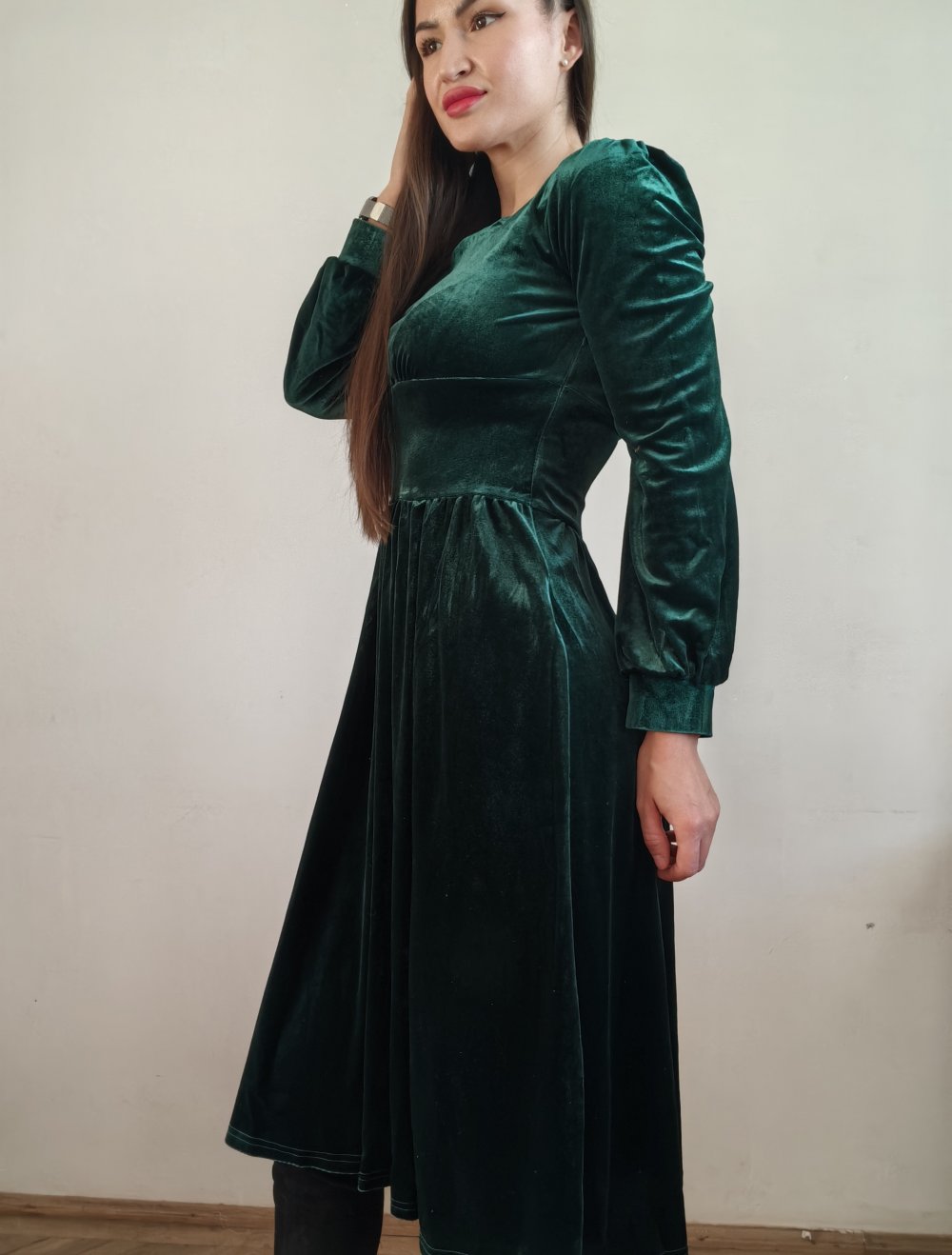 Samt kleid grün samt Optik samtkleid Partykleid anlass