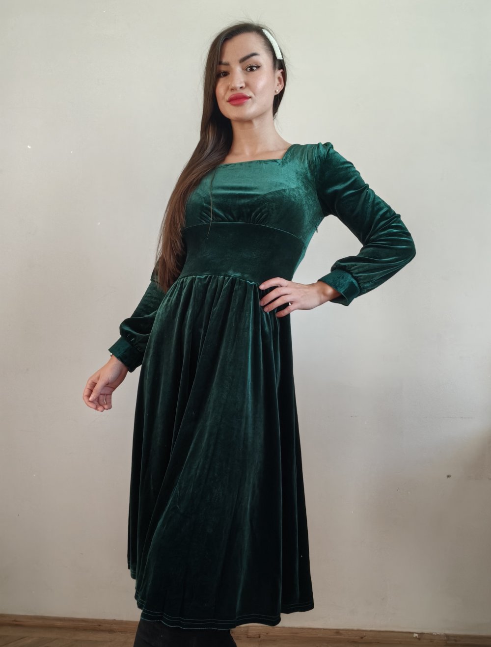 Samt kleid grün samt Optik samtkleid Partykleid anlass