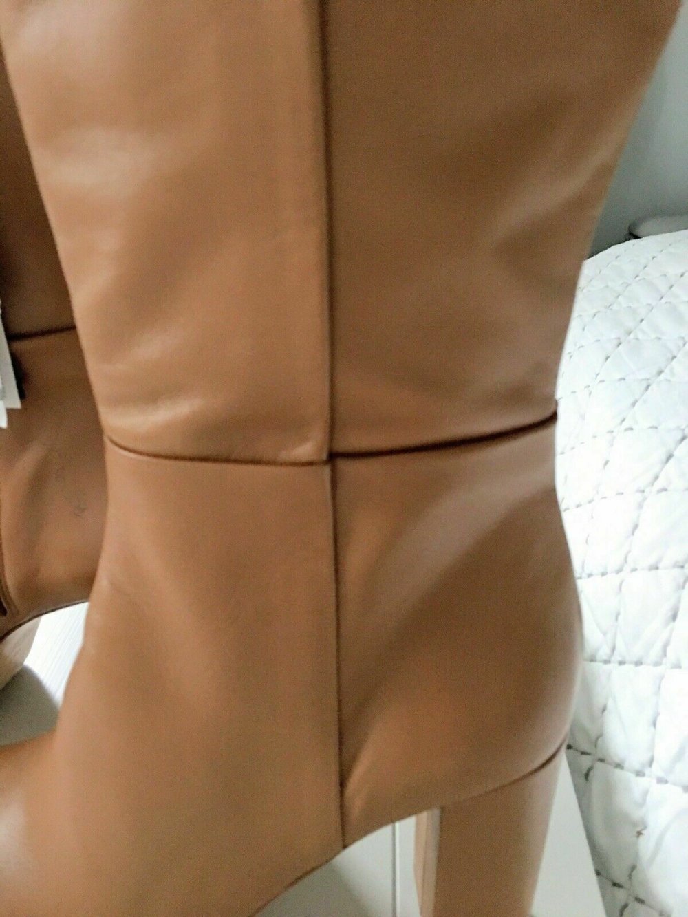Überknie ZARA Plateau Overknee Glattleder Stiefel hellbraun braun 40