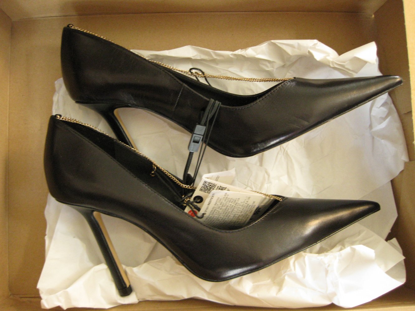 Zara High Heel schwarz Leder Kettchen Pumps 40