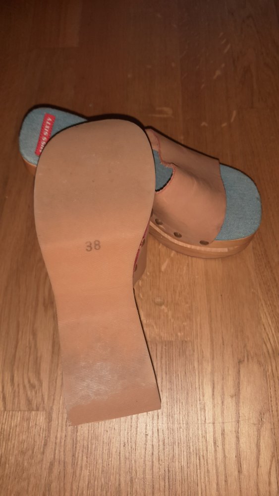 Miss Sixty Wedges Holz Plateau Y2K Heels Pantoletten Mules Jeans Leder 38