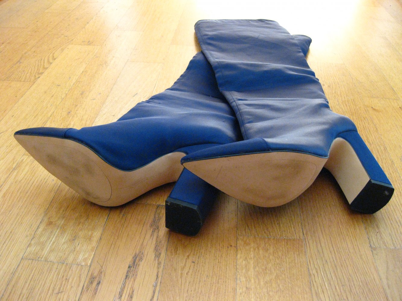 Zara Woman Blogger Satin Overknees High Heel Stiefel OTK blau 39