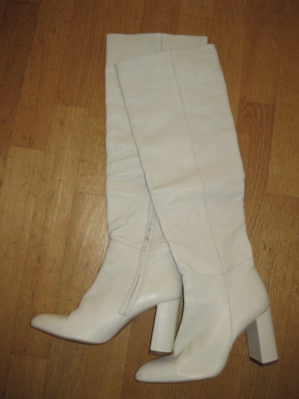 Zara Schlupfstiefel Leder nude alt-weiss 40