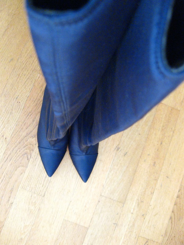 Zara Woman Blogger Satin Overknees High Heel Stiefel OTK blau 39