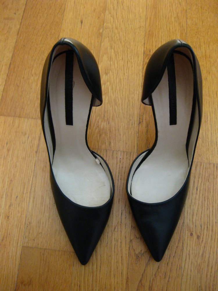 Zara High Heel schwarz Leder Cut Out D'Orsay Pumps 39