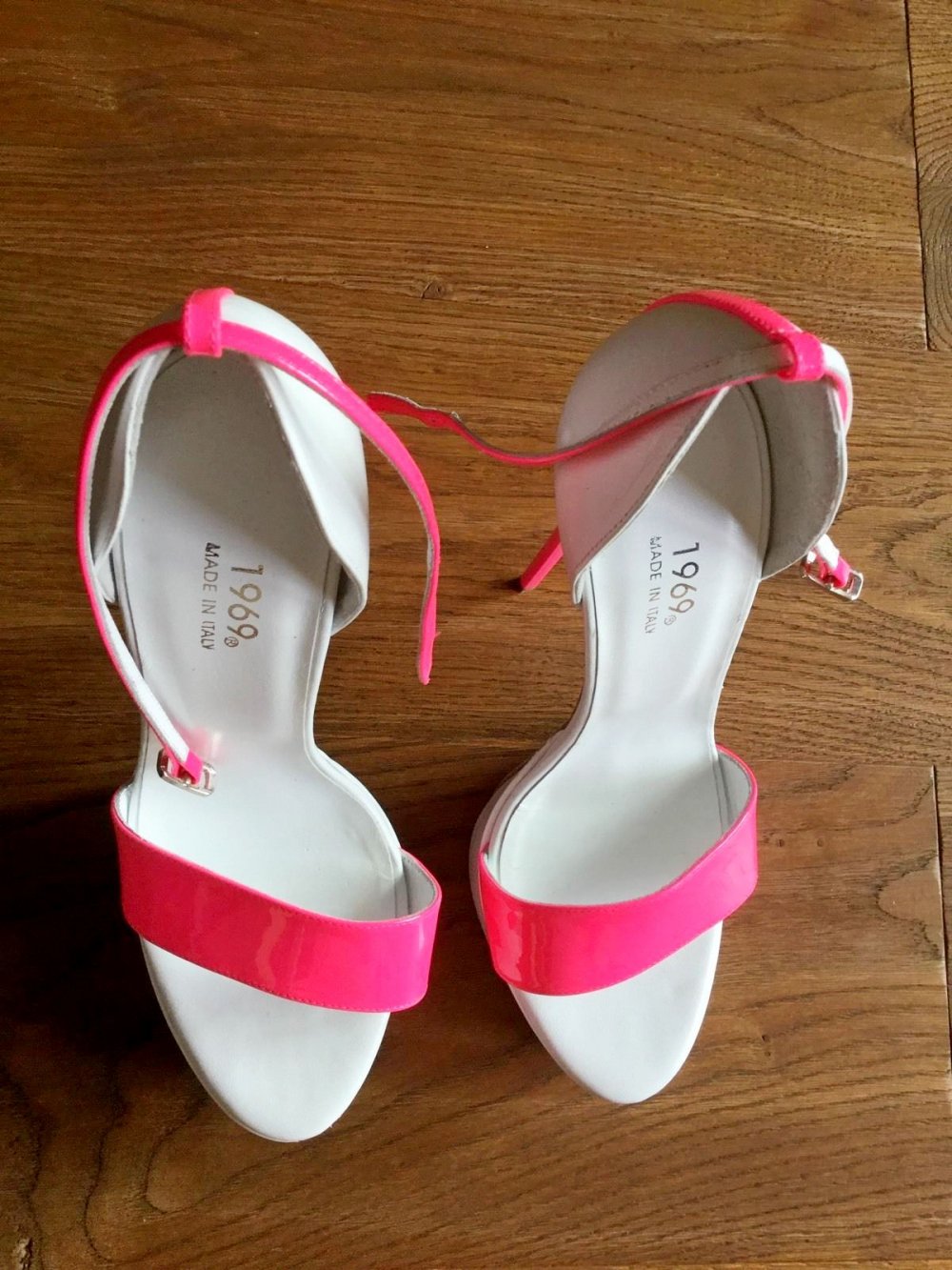1969 Lack Plateau Gogo High Heels weiß pink extrem Stiletto 40