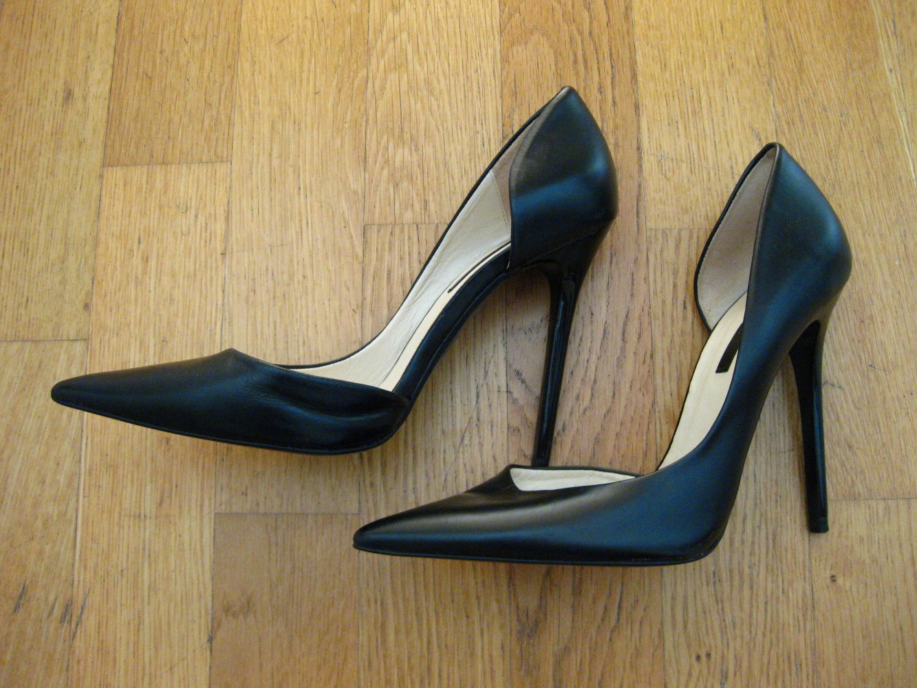 Zara High Heel schwarz Leder Cut Out D'Orsay Pumps 39