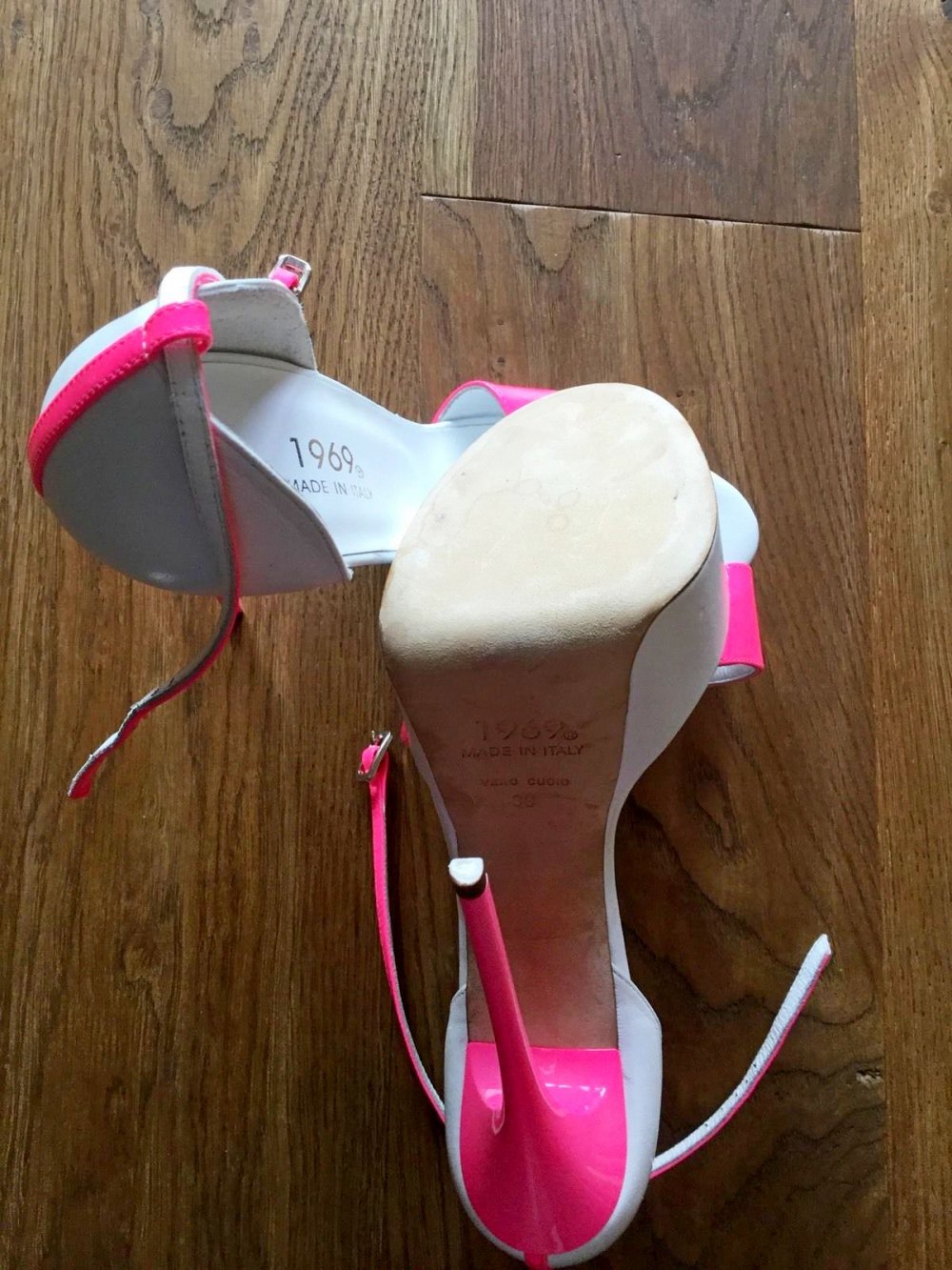 1969 Lack Plateau Gogo High Heels weiß pink extrem Stiletto 40