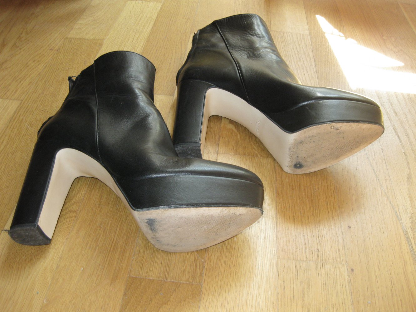 Zara Stiefeletten schwarz Plateau Leder 40