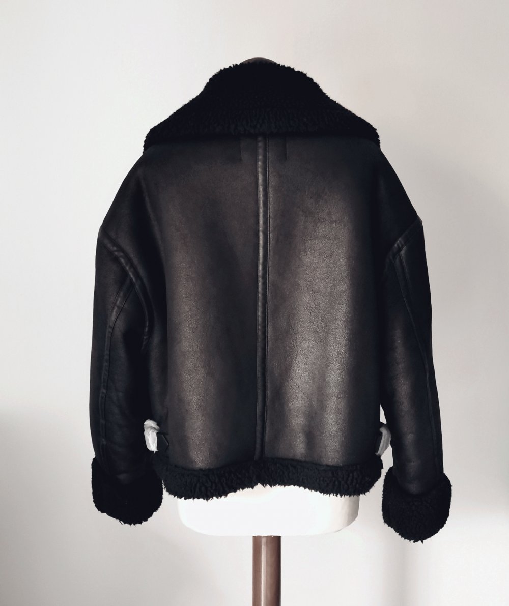 Zara - Biker Teddy Jacket - Black/Schwarz - Gr. S / 36 - Neu!