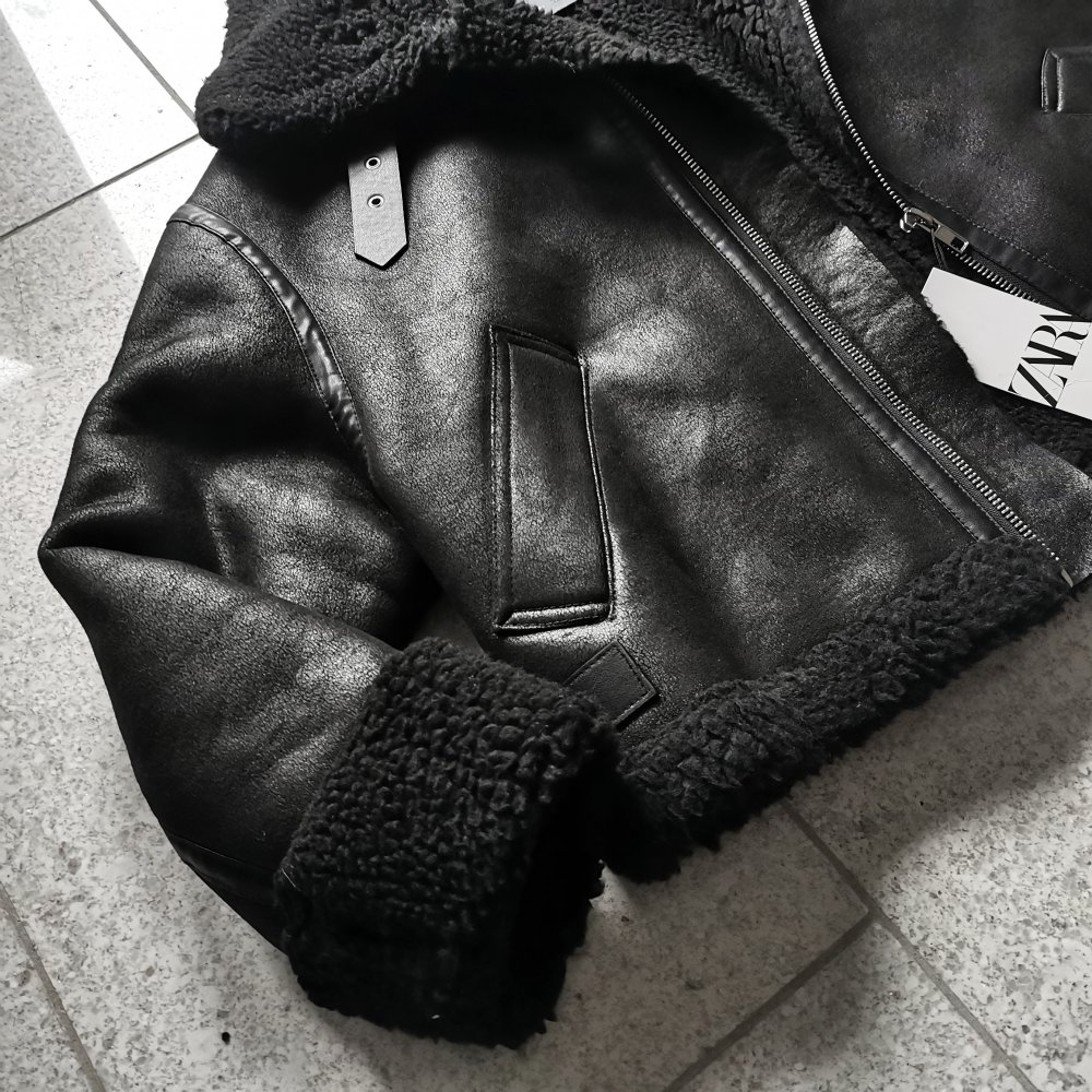 Zara - Biker Teddy Jacket - Black/Schwarz - Gr. S / 36 - Neu!